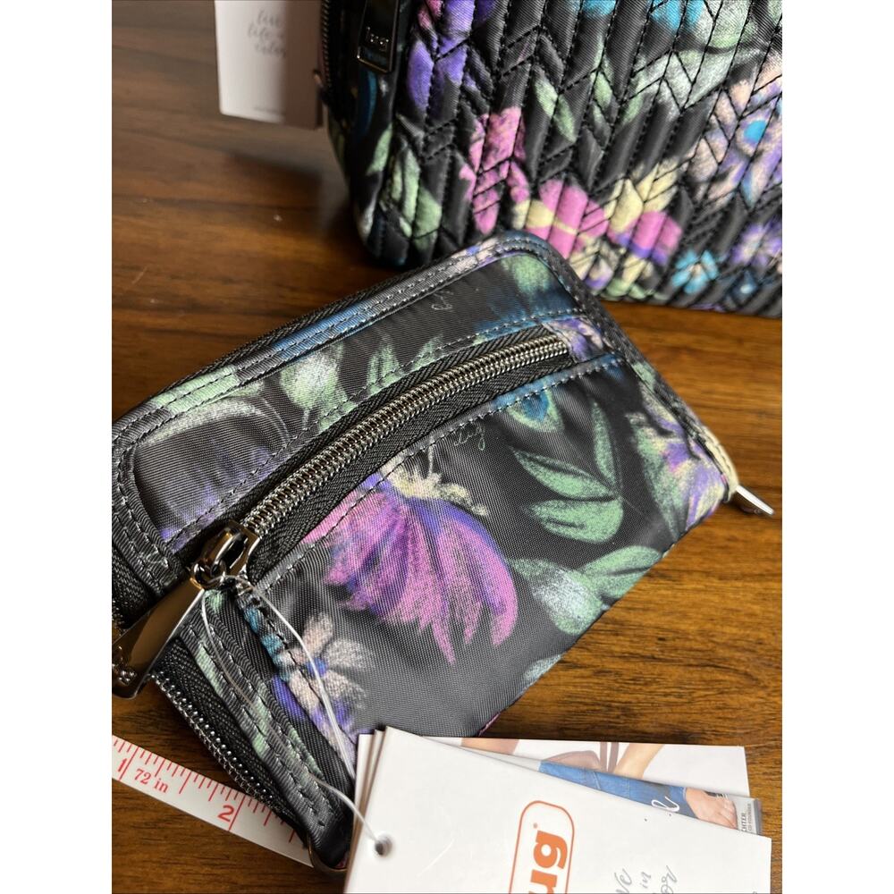 NWT Lug Ranger Crossbody Bag Black Floral Bloom Pattern Matching Rodeo Wallet - Picture 5 of 15